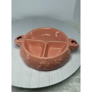 Vintage Hankscraft baby food warming dish divided  Nursery Rhyme Embossed USA